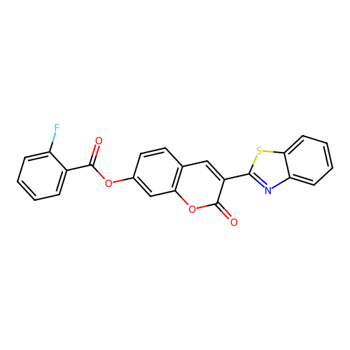 3-(1,3-benzothiazol-2-yl)-2-oxo-2H-chromen-7-yl 2-fluorobenzoate structure