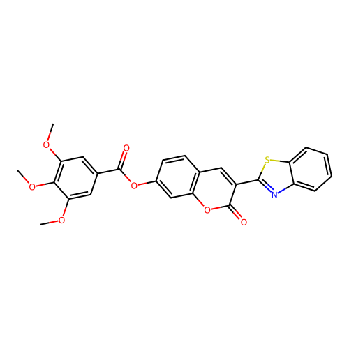 3-Benzothiazol-2-yl-2-oxochromen-7-yl 3,4,5-trimethoxybenzoate structure