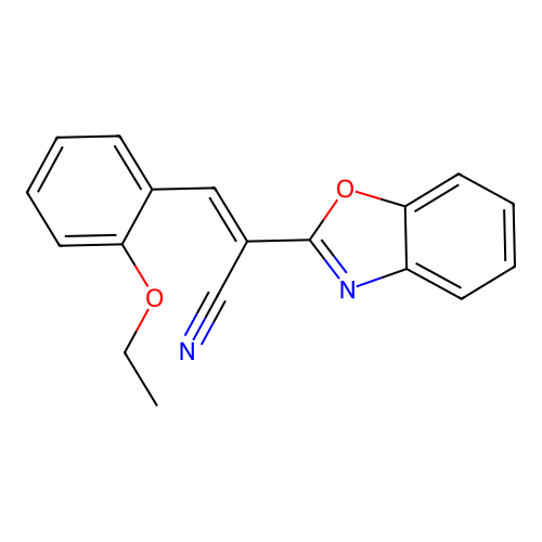 (2E)-2-(1,3-benzoxazol-2-yl)-3-(2-ethoxyphenyl)prop-2-enenitrile structure