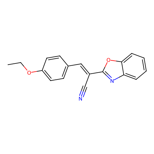 (2E)-2-(1,3-benzoxazol-2-yl)-3-(4-ethoxyphenyl)prop-2-enenitrile structure