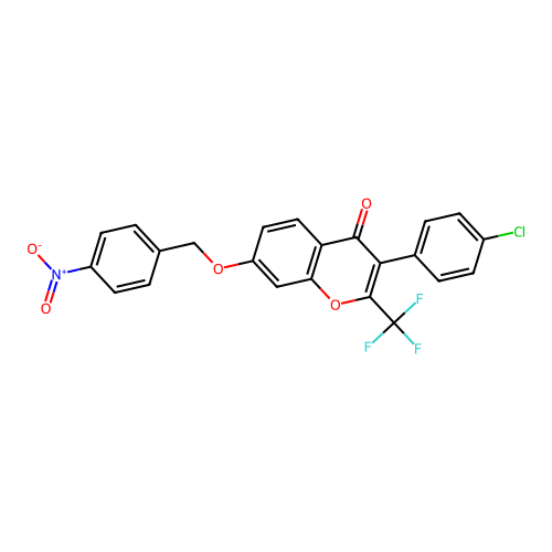 3-(4-Chlorophenyl)-7-[(4-nitrophenyl)methoxy]-2-(trifluoromethyl)chromen-4-one structure