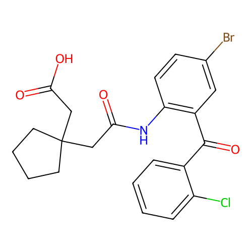 2-(1-{2-[4-Bromo-2-(2-chlorobenzoyl)anilino]-2-oxoethyl}cyclopentyl)acetic acid structure