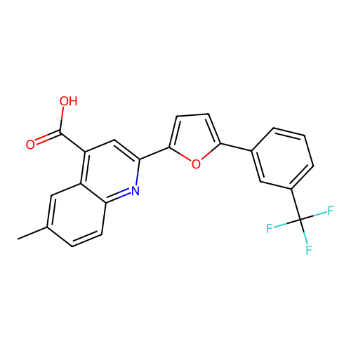6-Methyl-2-{5-[3-(trifluoromethyl)phenyl]furan-2-yl}quinoline-4-carboxylic acid structure