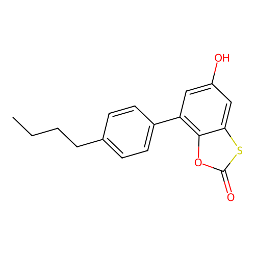 7-(4-Butylphenyl)-5-hydroxy-1,3-benzoxathiol-2-one structure