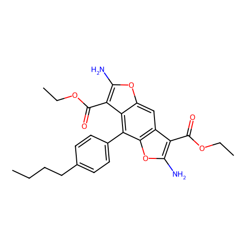 Diethyl 2,6-diamino-4-(4-butylphenyl)furo[2,3-f][1]benzofuran-3,7-dicarboxylate structure