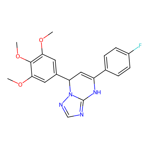 5-(4-fluorophenyl)-7-(3,4,5-trimethoxyphenyl)-4,7-dihydro[1,2,4]triazolo[1,5-a]pyrimidine structure