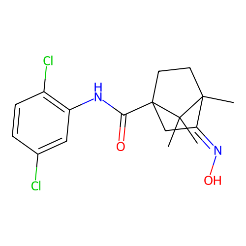 N-(2,5-dichlorophenyl)(3-(hydroxyimino)-4,7,7-trimethylbicyclo[2.2.1]heptyl)ca rboxamide structure