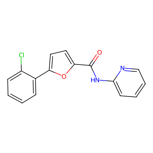 5-(2-chlorophenyl)-N-(pyridin-2-yl)furan-2-carboxamide structure
