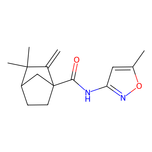 3,3-dimethyl-2-methylene-n-(5-methyl-3-isoxazolyl)bicyclo[2.2.1]heptane-1-carboxamide structure