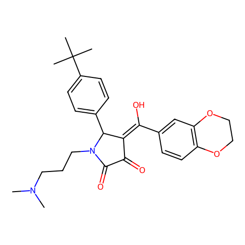 (4E)-5-(4-tert-butylphenyl)-4-[2,3-dihydro-1,4-benzodioxin-6-yl(hydroxy)methylidene]-1-[3-(dimethylamino)propyl]pyrrolidine-2,3-dione structure