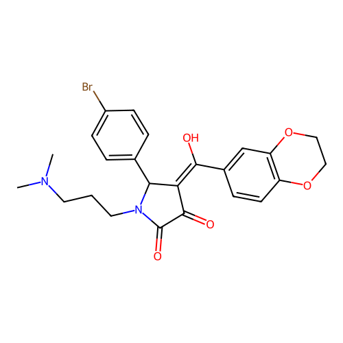 (4E)-5-(4-bromophenyl)-4-[2,3-dihydro-1,4-benzodioxin-6-yl(hydroxy)methylidene]-1-[3-(dimethylamino)propyl]pyrrolidine-2,3-dione structure