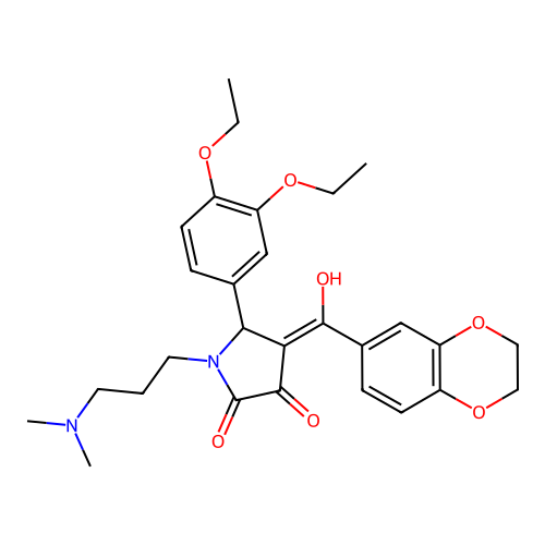 (4E)-5-(3,4-diethoxyphenyl)-4-[2,3-dihydro-1,4-benzodioxin-6-yl(hydroxy)methylidene]-1-[3-(dimethylamino)propyl]pyrrolidine-2,3-dione structure