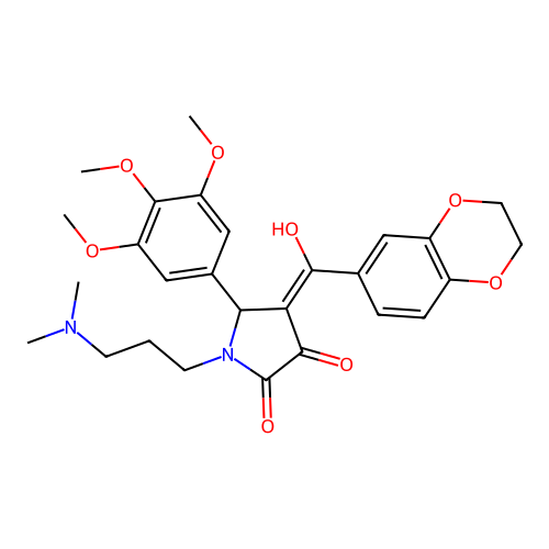 (4E)-4-[2,3-dihydro-1,4-benzodioxin-6-yl(hydroxy)methylidene]-1-[3-(dimethylamino)propyl]-5-(3,4,5-trimethoxyphenyl)pyrrolidine-2,3-dione structure