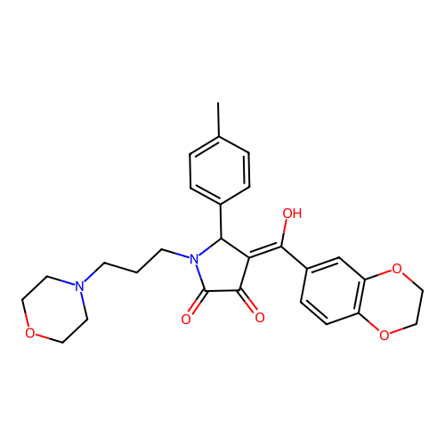 (4E)-4-[2,3-dihydro-1,4-benzodioxin-6-yl(hydroxy)methylidene]-5-(4-methylphenyl)-1-(3-morpholin-4-ylpropyl)pyrrolidine-2,3-dione structure