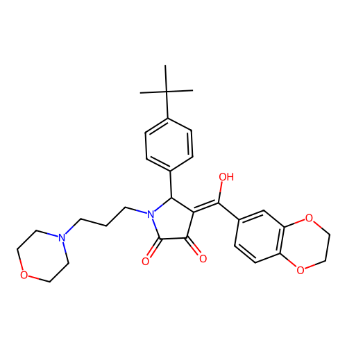 (4E)-5-(4-tert-butylphenyl)-4-[2,3-dihydro-1,4-benzodioxin-6-yl(hydroxy)methylidene]-1-(3-morpholin-4-ylpropyl)pyrrolidine-2,3-dione structure
