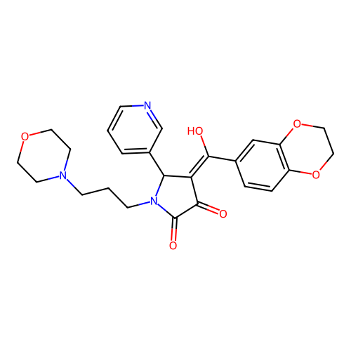 (4E)-4-[2,3-dihydro-1,4-benzodioxin-6-yl(hydroxy)methylidene]-1-(3-morpholin-4-ylpropyl)-5-pyridin-3-ylpyrrolidine-2,3-dione structure