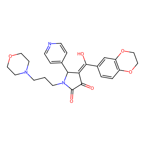 (4E)-4-[2,3-dihydro-1,4-benzodioxin-6-yl(hydroxy)methylidene]-1-(3-morpholin-4-ylpropyl)-5-pyridin-4-ylpyrrolidine-2,3-dione structure