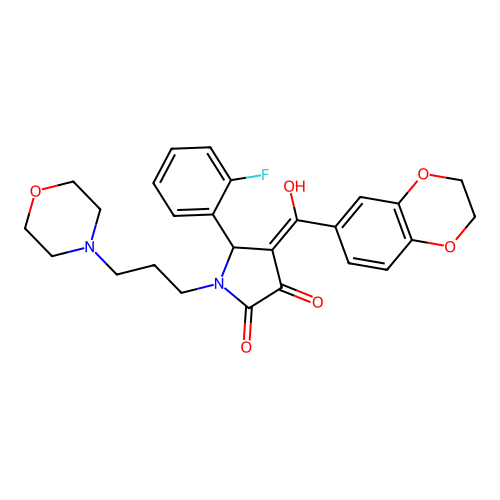 4-(2,3-dihydro-1,4-benzodioxine-6-carbonyl)-5-(2-fluorophenyl)-3-hydroxy-1-[3-(morpholin-4-yl)propyl]-2,5-dihydro-1H-pyrrol-2-one structure