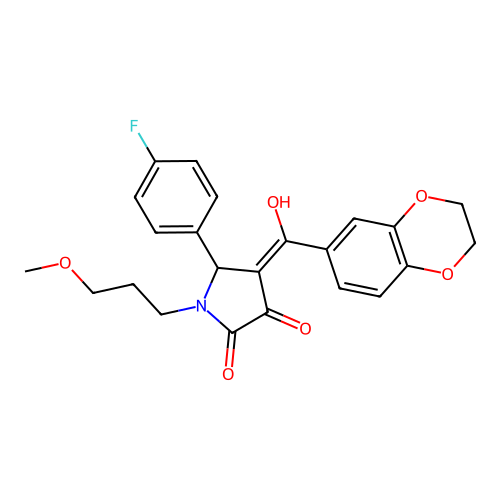 4-(2,3-dihydro-1,4-benzodioxine-6-carbonyl)-5-(4-fluorophenyl)-3-hydroxy-1-(3-methoxypropyl)-2,5-dihydro-1H-pyrrol-2-one structure