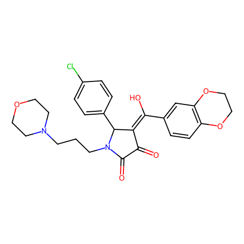 (4E)-5-(4-chlorophenyl)-4-[2,3-dihydro-1,4-benzodioxin-6-yl(hydroxy)methylidene]-1-(3-morpholin-4-ylpropyl)pyrrolidine-2,3-dione structure