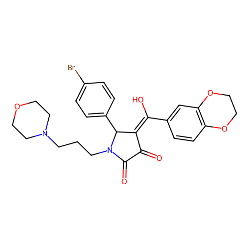 (4E)-5-(4-bromophenyl)-4-[2,3-dihydro-1,4-benzodioxin-6-yl(hydroxy)methylidene]-1-(3-morpholin-4-ylpropyl)pyrrolidine-2,3-dione structure