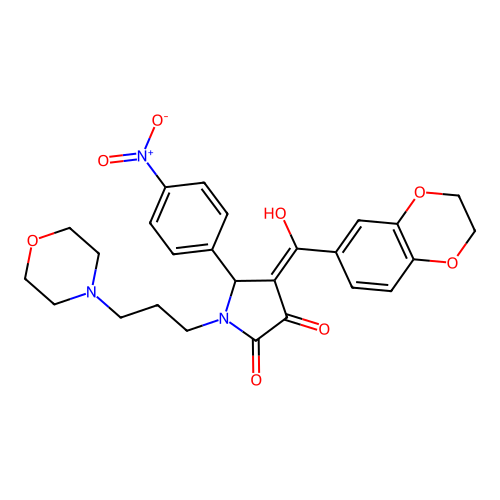 (4E)-4-[2,3-dihydro-1,4-benzodioxin-6-yl(hydroxy)methylidene]-1-(3-morpholin-4-ylpropyl)-5-(4-nitrophenyl)pyrrolidine-2,3-dione structure