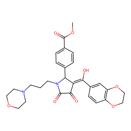 methyl 4-(3-(2,3-dihydrobenzo[b][1,4]dioxine-6-carbonyl)-4-hydroxy-1-(3-morpholinopropyl)-5-oxo-2,5-dihydro-1H-pyrrol-2-yl)benzoate structure