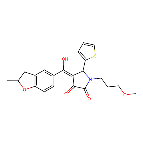 3-hydroxy-1-(3-methoxypropyl)-4-(2-methyl-2,3-dihydro-1-benzofuran-5-carbonyl)-5-(thiophen-2-yl)-2,5-dihydro-1H-pyrrol-2-one structure