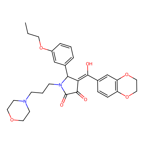 (4E)-4-[2,3-dihydro-1,4-benzodioxin-6-yl(hydroxy)methylidene]-1-(3-morpholin-4-ylpropyl)-5-(3-propoxyphenyl)pyrrolidine-2,3-dione structure