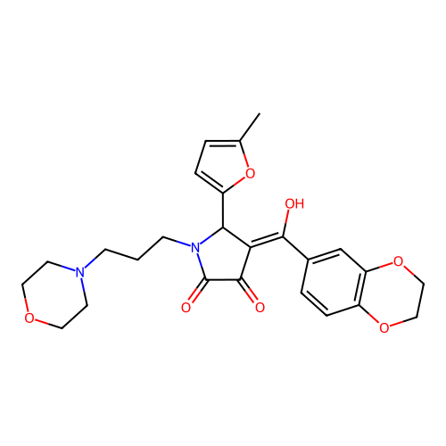(4E)-4-[2,3-dihydro-1,4-benzodioxin-6-yl(hydroxy)methylidene]-5-(5-methylfuran-2-yl)-1-(3-morpholin-4-ylpropyl)pyrrolidine-2,3-dione structure
