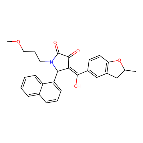3-hydroxy-1-(3-methoxypropyl)-4-(2-methyl-2,3-dihydro-1-benzofuran-5-carbonyl)-5-(naphthalen-1-yl)-2,5-dihydro-1H-pyrrol-2-one structure