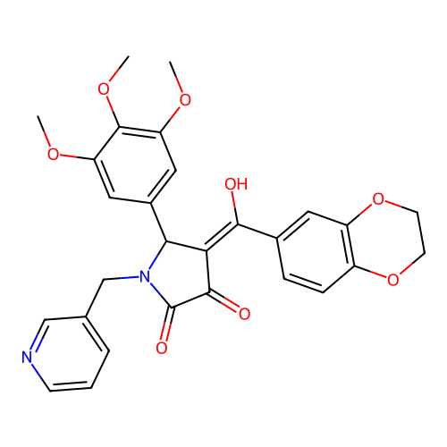 (4E)-4-[2,3-dihydro-1,4-benzodioxin-6-yl(hydroxy)methylidene]-1-(pyridin-3-ylmethyl)-5-(3,4,5-trimethoxyphenyl)pyrrolidine-2,3-dione structure