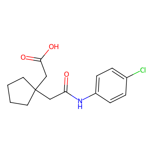 2-({[N-(4-chlorophenyl)carbamoyl]methyl}cyclopentyl)acetic acid structure