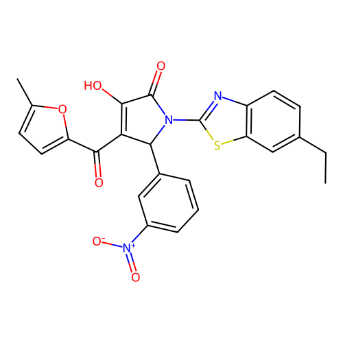 1-(6-ethylbenzo[d]thiazol-2-yl)-3-hydroxy-4-(5-methylfuran-2-carbonyl)-5-(3-nitrophenyl)-1H-pyrrol-2(5H)-one structure