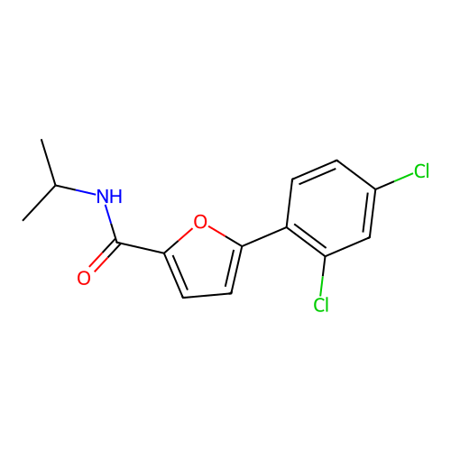 5-(2,4-dichlorophenyl)-N-(propan-2-yl)furan-2-carboxamide structure