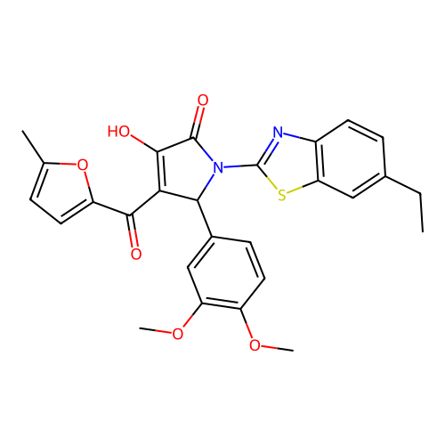 (4E)-5-(3,4-dimethoxyphenyl)-1-(6-ethyl-1,3-benzothiazol-2-yl)-4-[hydroxy(5-methylfuran-2-yl)methylidene]pyrrolidine-2,3-dione structure