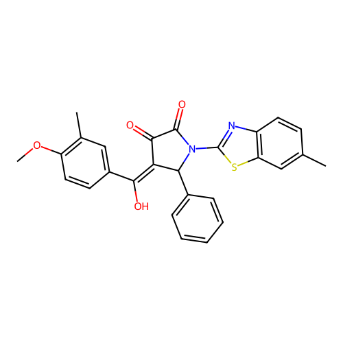 (4E)-4-[hydroxy(4-methoxy-3-methylphenyl)methylidene]-1-(6-methyl-1,3-benzothiazol-2-yl)-5-phenylpyrrolidine-2,3-dione structure