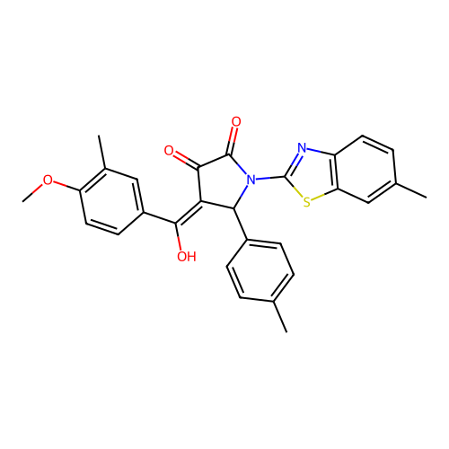 (4E)-4-[hydroxy(4-methoxy-3-methylphenyl)methylidene]-1-(6-methyl-1,3-benzothiazol-2-yl)-5-(4-methylphenyl)pyrrolidine-2,3-dione structure