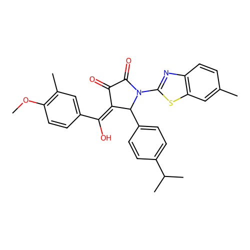 (4E)-4-[hydroxy(4-methoxy-3-methylphenyl)methylidene]-1-(6-methyl-1,3-benzothiazol-2-yl)-5-[4-(propan-2-yl)phenyl]pyrrolidine-2,3-dione structure