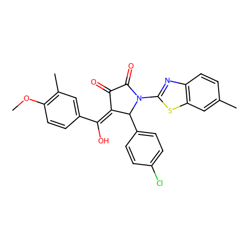 (4E)-5-(4-chlorophenyl)-4-[hydroxy(4-methoxy-3-methylphenyl)methylidene]-1-(6-methyl-1,3-benzothiazol-2-yl)pyrrolidine-2,3-dione structure