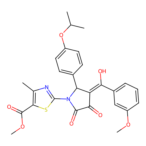 methyl 2-(3-hydroxy-5-(4-isopropoxyphenyl)-4-(3-methoxybenzoyl)-2-oxo-2,5-dihydro-1H-pyrrol-1-yl)-4-methylthiazole-5-carboxylate structure