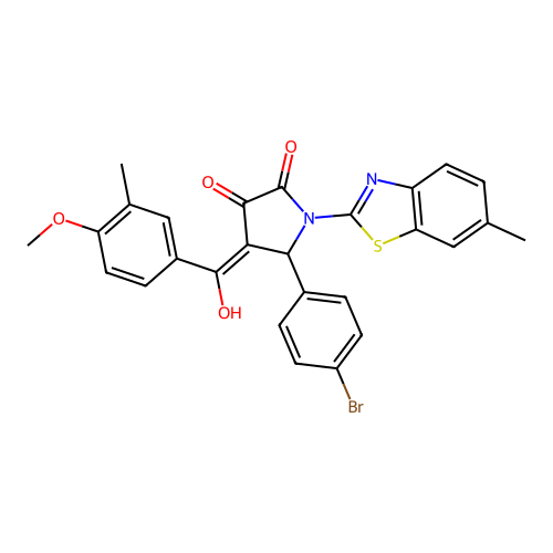 (4E)-5-(4-bromophenyl)-4-[hydroxy(4-methoxy-3-methylphenyl)methylidene]-1-(6-methyl-1,3-benzothiazol-2-yl)pyrrolidine-2,3-dione structure