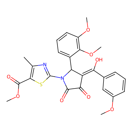 methyl 2-(2-(2,3-dimethoxyphenyl)-4-hydroxy-3-(3-methoxybenzoyl)-5-oxo-2,5-dihydro-1H-pyrrol-1-yl)-4-methylthiazole-5-carboxylate structure