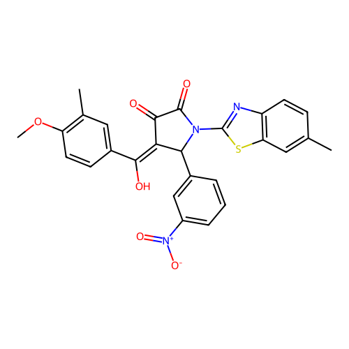 (4E)-4-[hydroxy(4-methoxy-3-methylphenyl)methylidene]-1-(6-methyl-1,3-benzothiazol-2-yl)-5-(3-nitrophenyl)pyrrolidine-2,3-dione structure