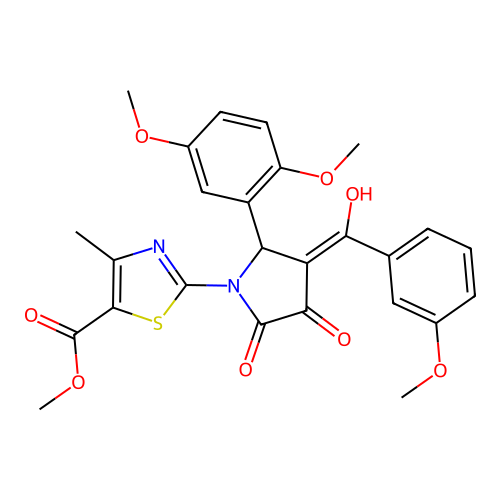 methyl 2-(2-(2,5-dimethoxyphenyl)-4-hydroxy-3-(3-methoxybenzoyl)-5-oxo-2,5-dihydro-1H-pyrrol-1-yl)-4-methylthiazole-5-carboxylate structure