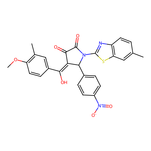 (4E)-4-[hydroxy(4-methoxy-3-methylphenyl)methylidene]-1-(6-methyl-1,3-benzothiazol-2-yl)-5-(4-nitrophenyl)pyrrolidine-2,3-dione structure