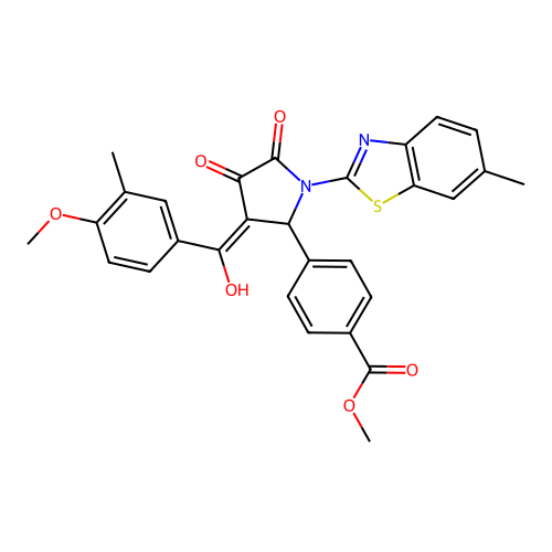 methyl 4-(4-hydroxy-3-(4-methoxy-3-methylbenzoyl)-1-(6-methylbenzo[d]thiazol-2-yl)-5-oxo-2,5-dihydro-1H-pyrrol-2-yl)benzoate structure