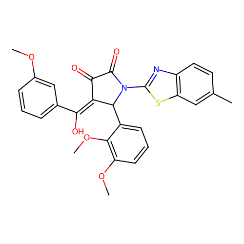 (4E)-5-(2,3-dimethoxyphenyl)-4-[hydroxy(3-methoxyphenyl)methylidene]-1-(6-methyl-1,3-benzothiazol-2-yl)pyrrolidine-2,3-dione structure