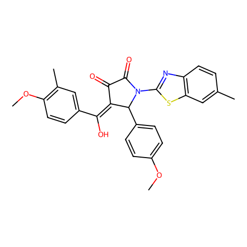 (4E)-4-[hydroxy(4-methoxy-3-methylphenyl)methylidene]-5-(4-methoxyphenyl)-1-(6-methyl-1,3-benzothiazol-2-yl)pyrrolidine-2,3-dione structure