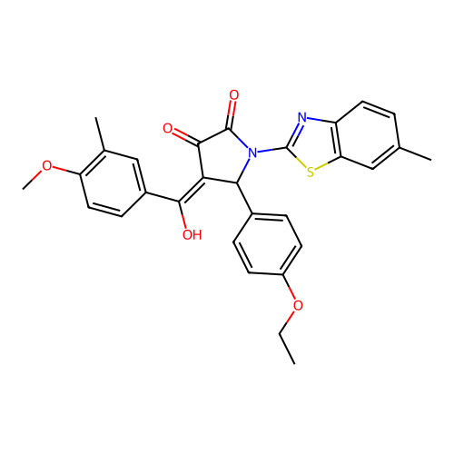 (4E)-5-(4-ethoxyphenyl)-4-[hydroxy(4-methoxy-3-methylphenyl)methylidene]-1-(6-methyl-1,3-benzothiazol-2-yl)pyrrolidine-2,3-dione structure